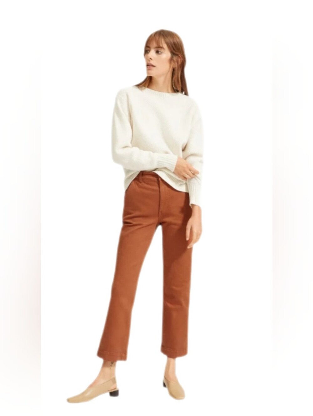 Everlane The Straight-Leg Crop Pants Sienna Terracotta Cocoa Brown Size 12 EUC